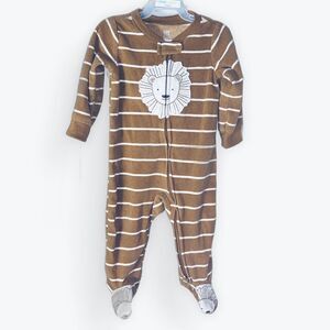 Carters Preloved Brown and White Striped Lion Sleeper size 9 months